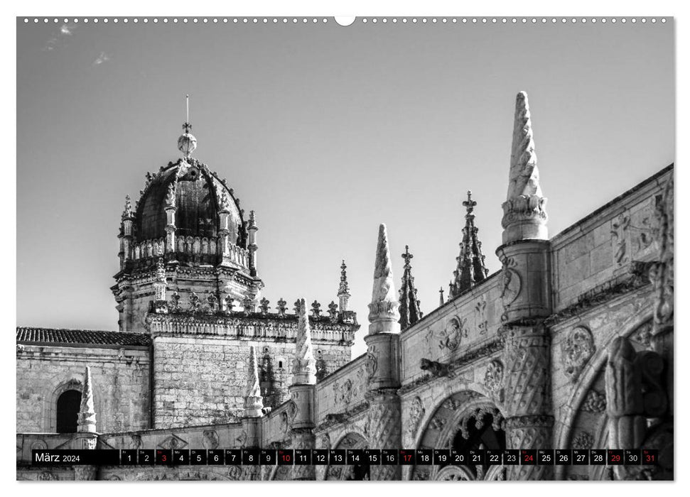 Lisbon Fascination Black White (CALVENDO Premium Wall Calendar 2024) 