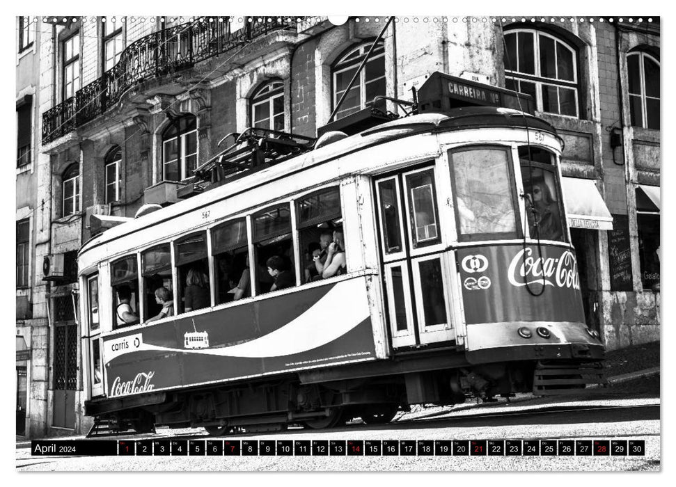 Lisbon Fascination Black White (CALVENDO Premium Wall Calendar 2024) 