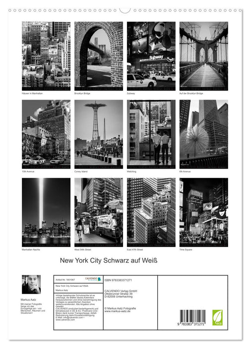 New York City Black on White (CALVENDO Premium Wall Calendar 2024) 