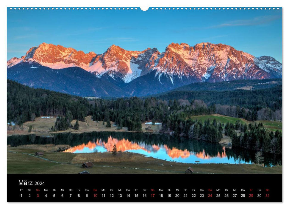 Lumière sur les montagnes et les lacs de Haute-Bavière (calendrier mural CALVENDO 2024) 