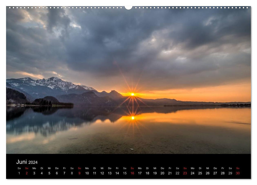 Lumière sur les montagnes et les lacs de Haute-Bavière (calendrier mural CALVENDO 2024) 