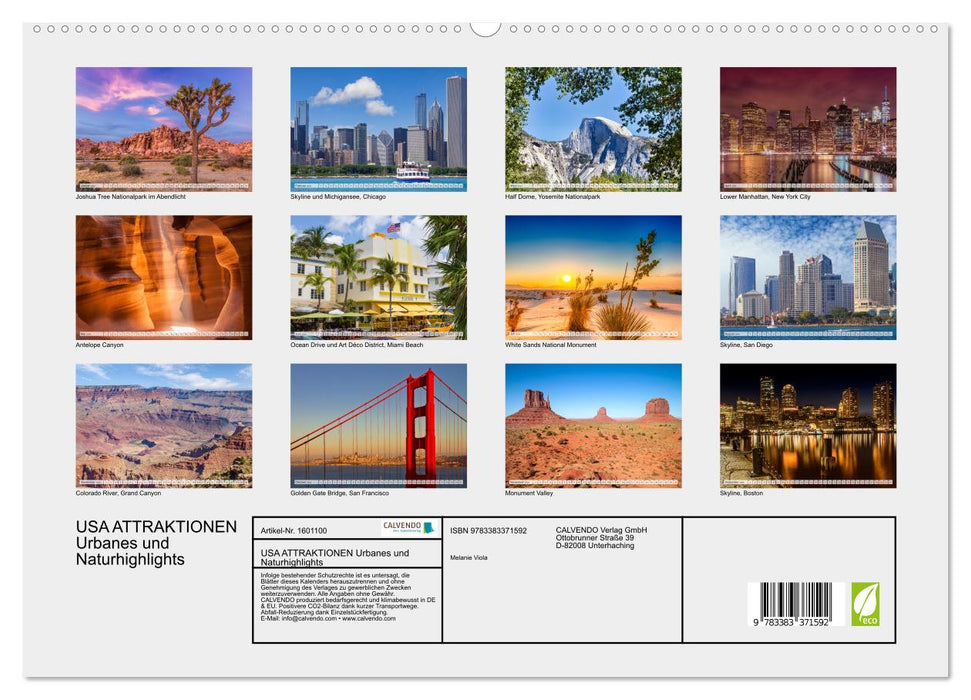 USA ATTRAKTIONEN Urbanes und Naturhighlights (CALVENDO Premium Wandkalender 2024)