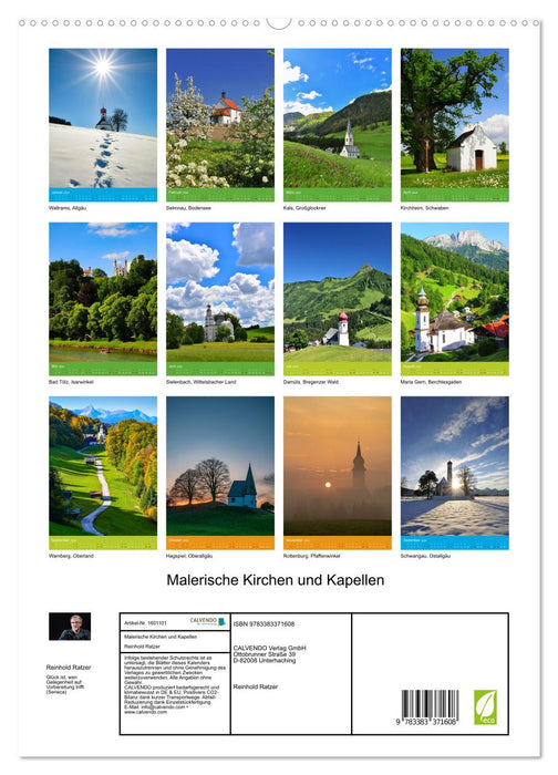 Malerische Kirchen und Kapellen (CALVENDO Premium Wandkalender 2024)