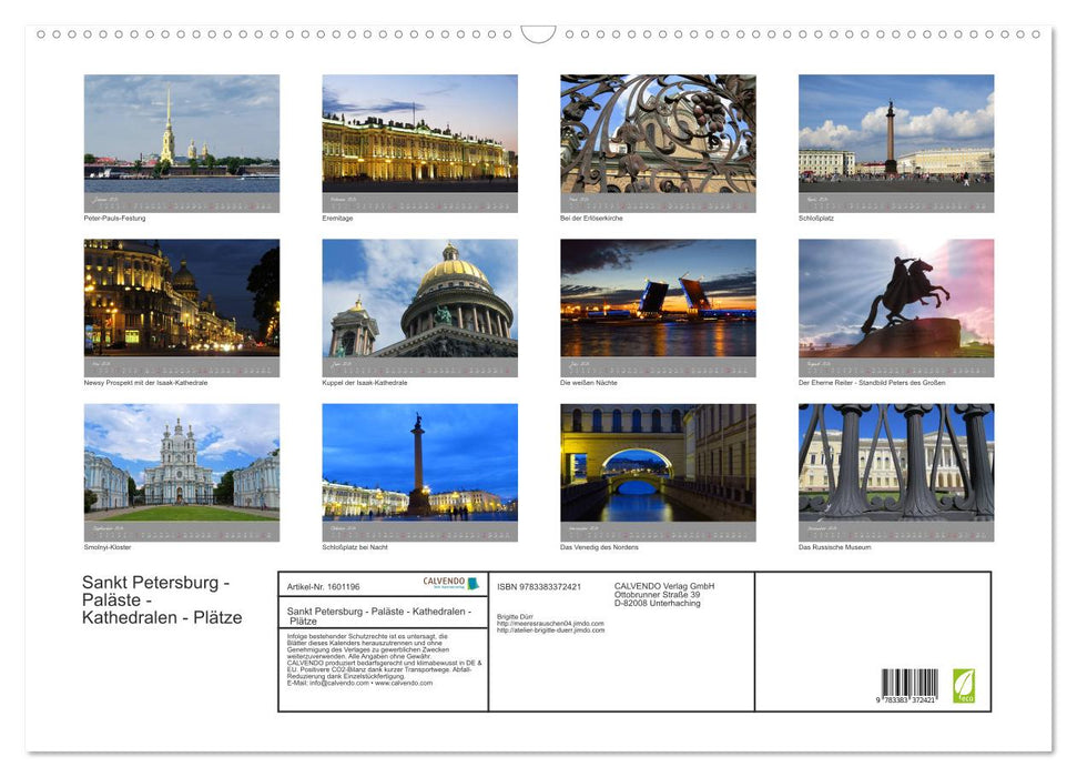 Saint Petersburg - Palaces - Cathedrals - Squares (CALVENDO Wall Calendar 2024) 