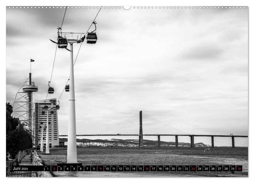 Fascination de Lisbonne noir et blanc (calendrier mural CALVENDO 2024) 