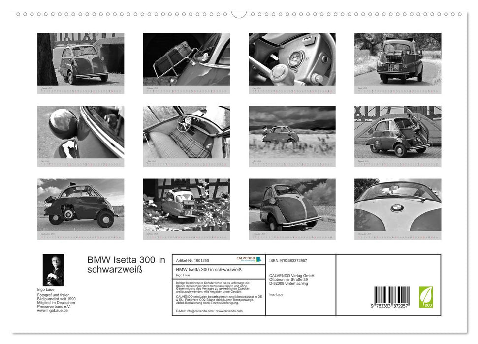 BMW Isetta 300 en noir et blanc (Calendrier mural CALVENDO Premium 2024) 