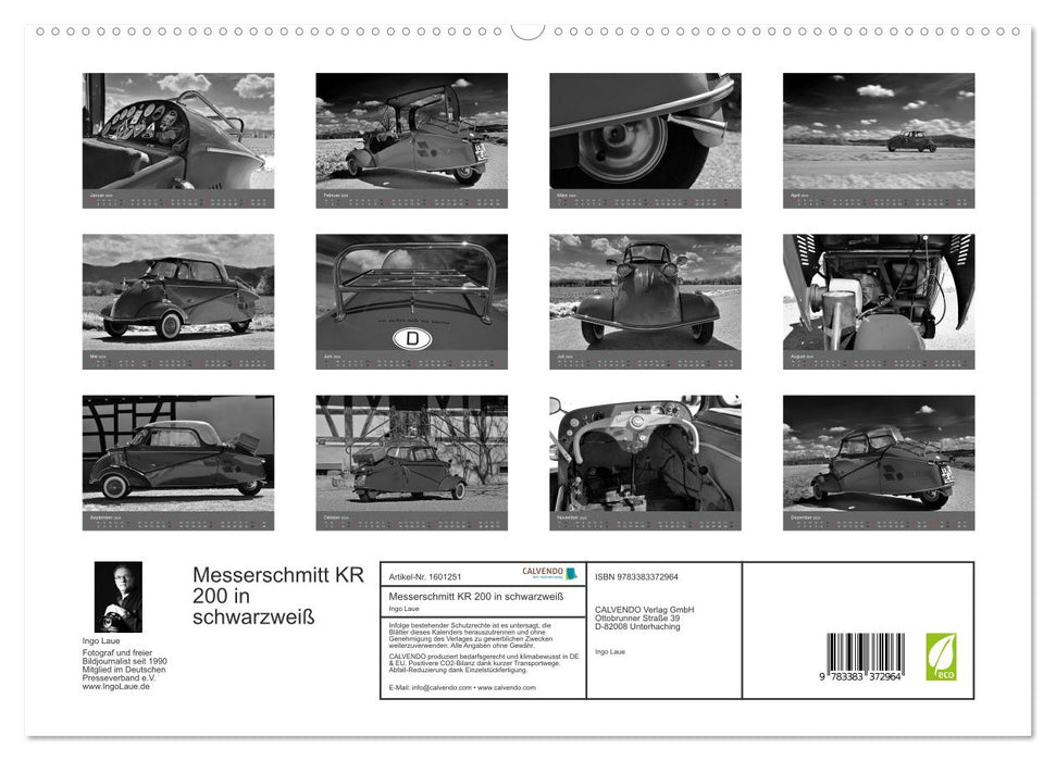 Messerschmitt KR 200 en noir et blanc (Calendrier mural CALVENDO Premium 2024) 