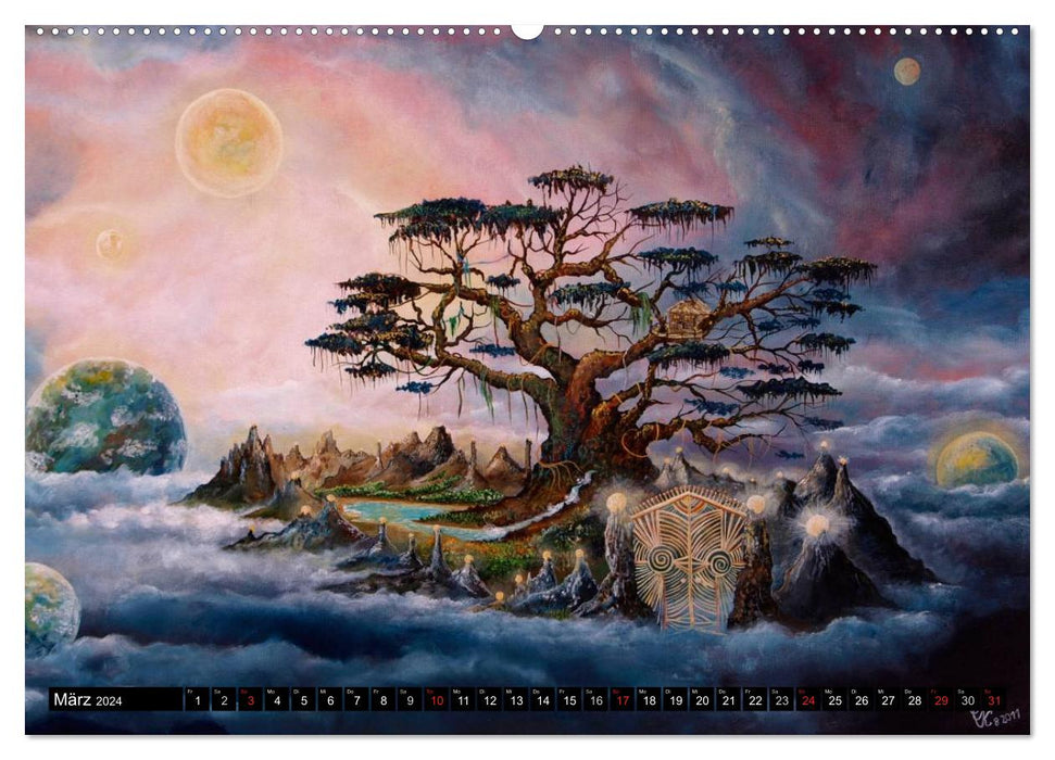 Mondes d'arbres de rêve - peintures de Conny Krakowski (calendrier mural CALVENDO 2024) 
