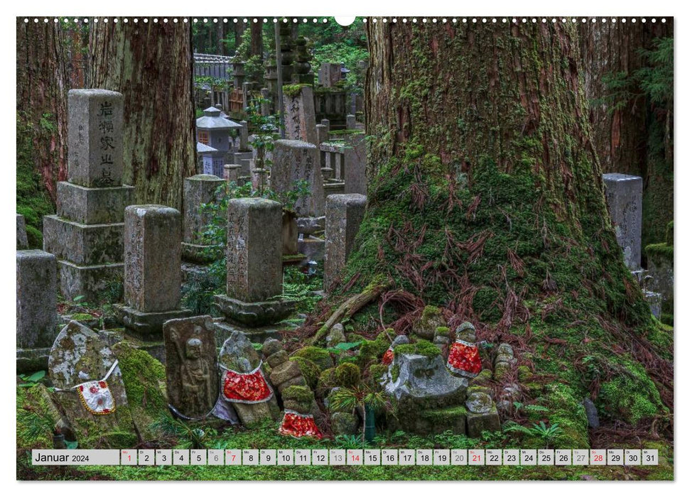 Okunoin, cemetery and pilgrimage site on Koyasan (CALVENDO Premium Wall Calendar 2024) 