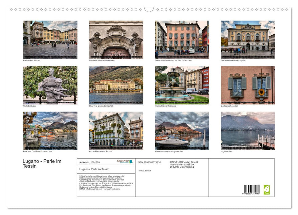 Lugano - Perle im Tessin (CALVENDO Wandkalender 2024)