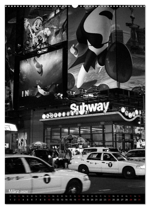 New York City Schwarz auf Weiß (CALVENDO Wandkalender 2024)