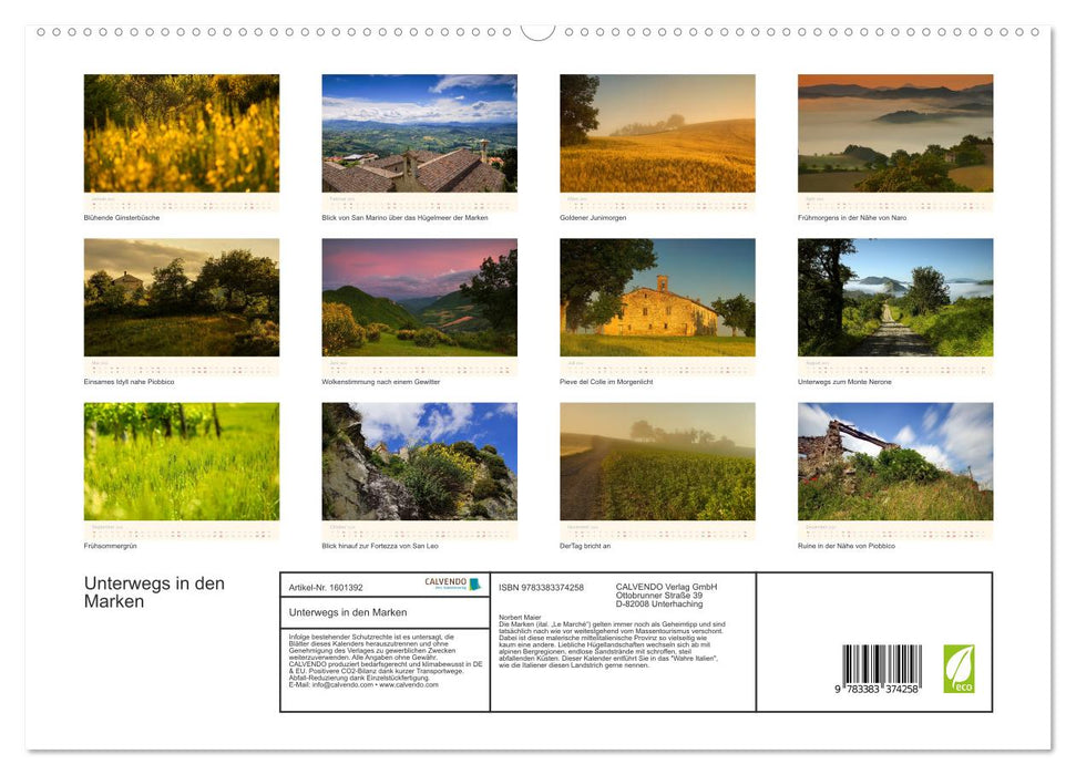 Sur la route dans les Marches (Calendrier mural CALVENDO Premium 2024) 