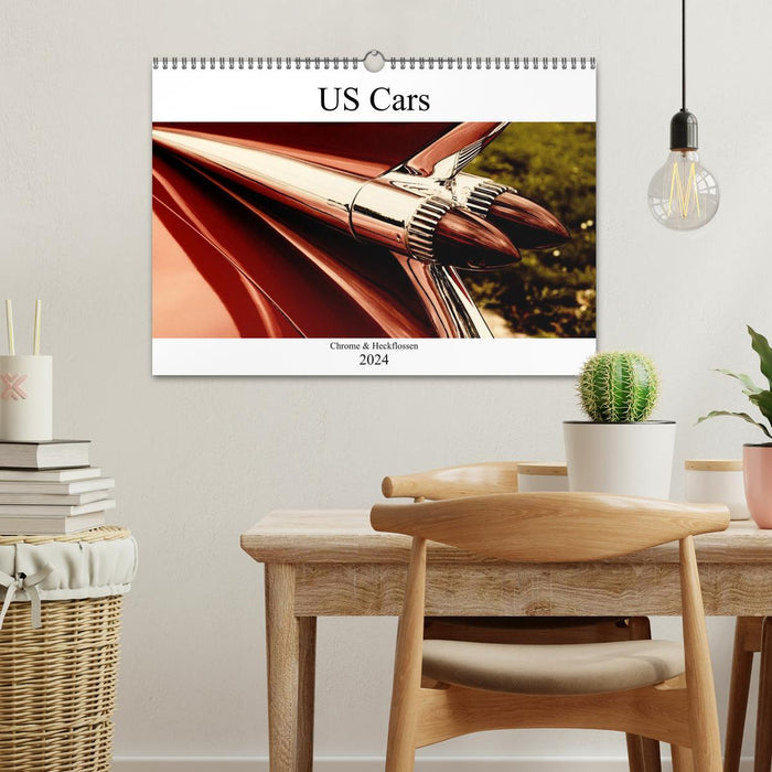 US Cars Chrome &amp; Tail Fins (CALVENDO Wall Calendar 2024) 