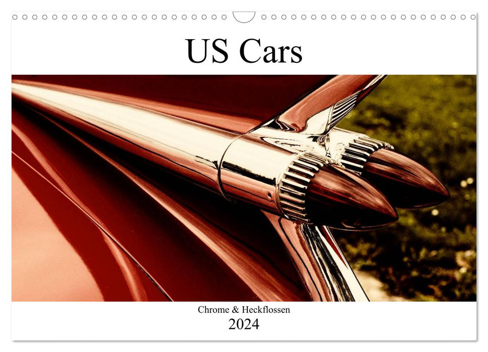 US Cars Chrome & Heckflossen (CALVENDO Wandkalender 2024)