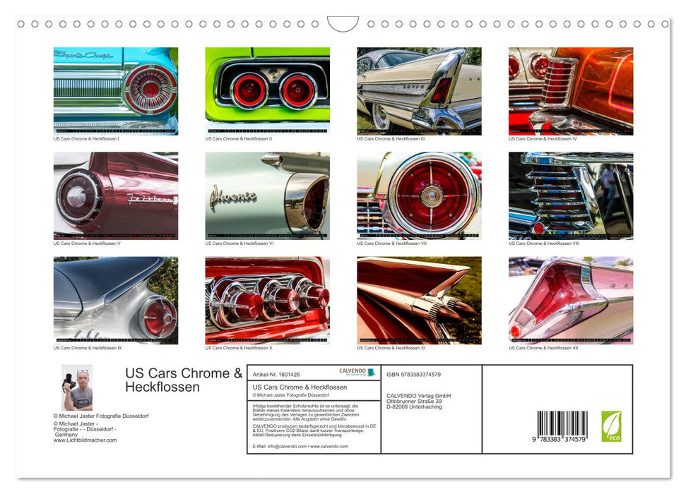 US Cars Chrome & Heckflossen (CALVENDO Wandkalender 2024)