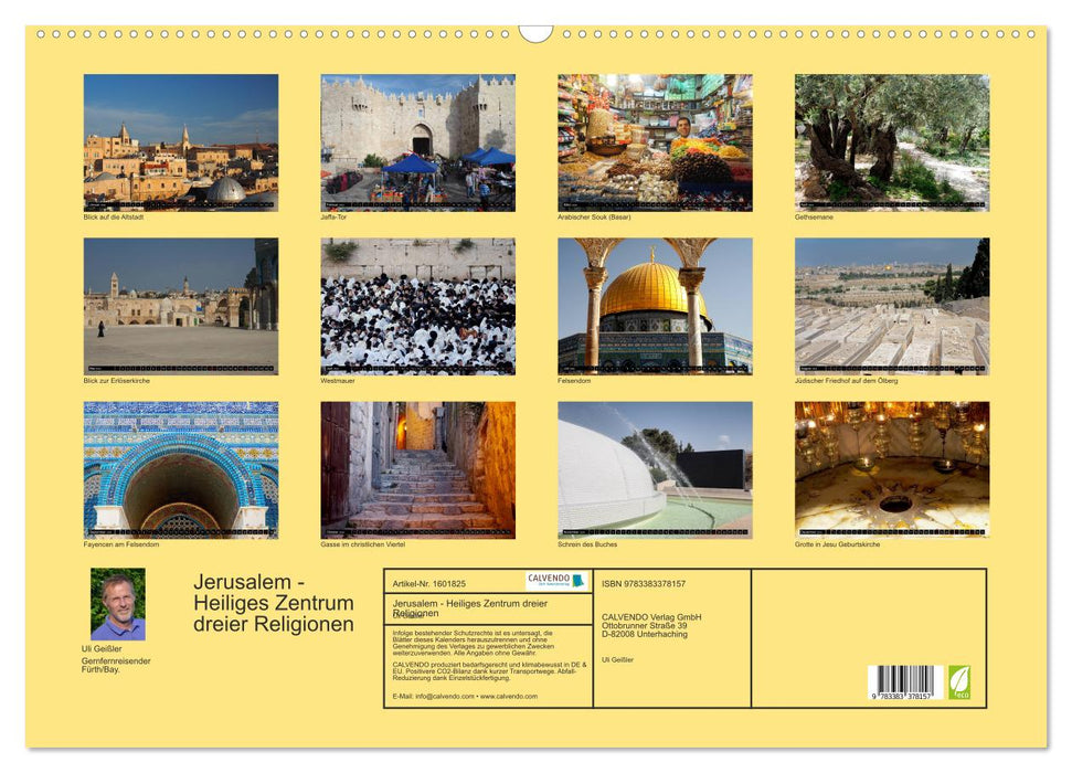 Jerusalem - Heiliges Zentrum dreier Religionen (CALVENDO Wandkalender 2024)