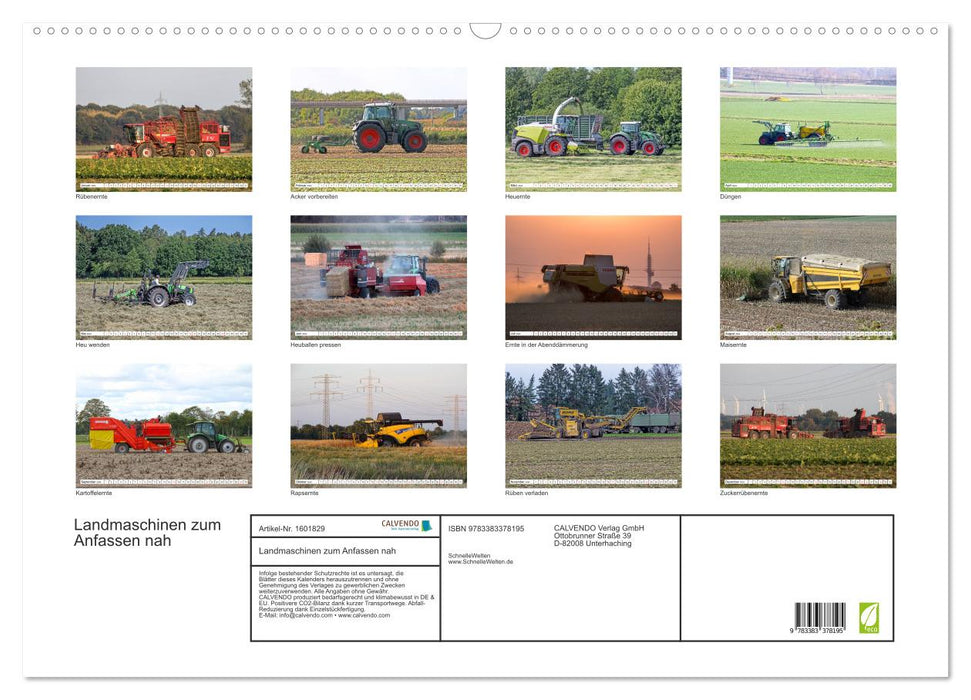 Landmaschinen zum Anfassen nah (CALVENDO Wandkalender 2024)