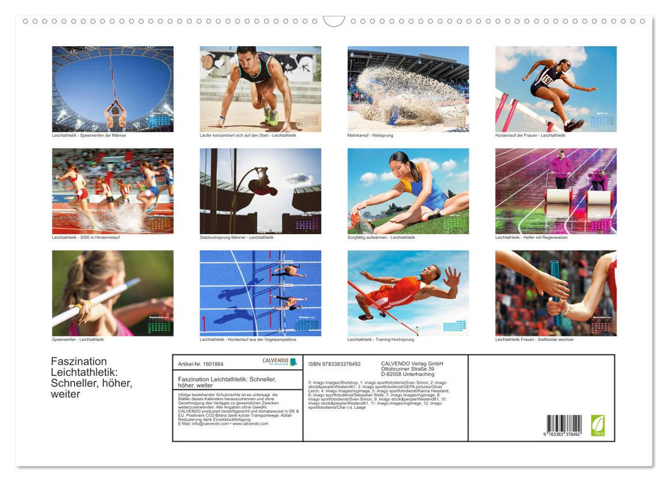 Faszination Leichtathletik: Schneller, höher, weiter (CALVENDO Wandkalender 2024)