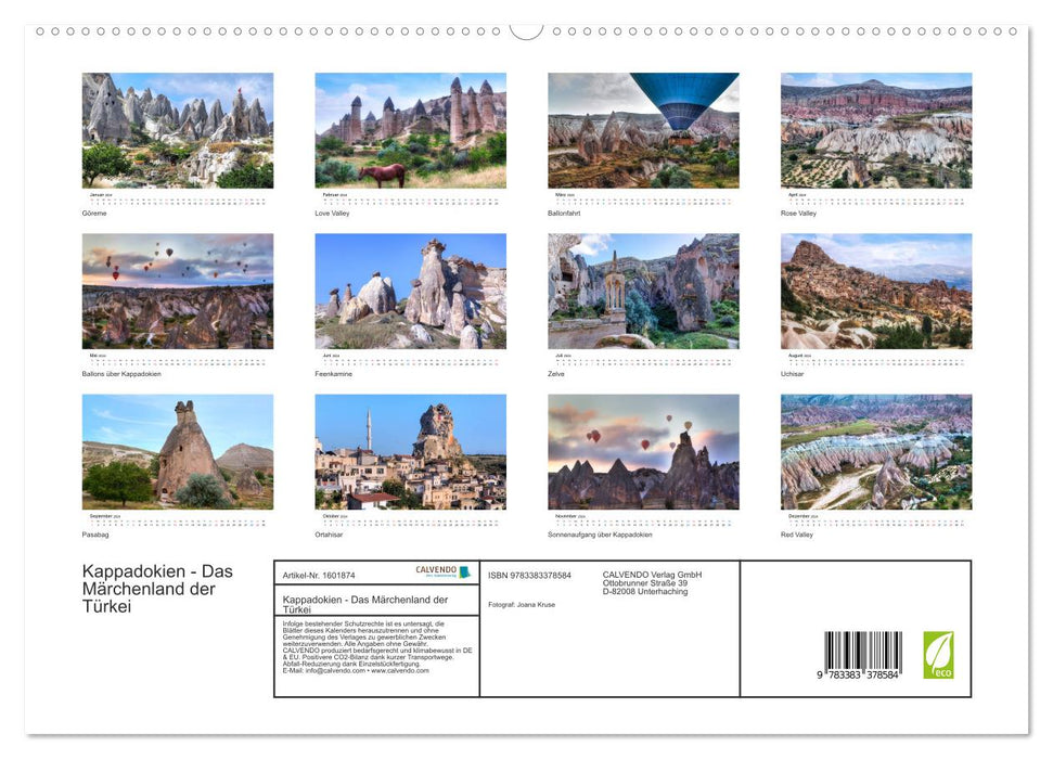 Cappadoce - Le pays des contes de fées de Türkiye (Calvendo Premium Wall Calendar 2024) 