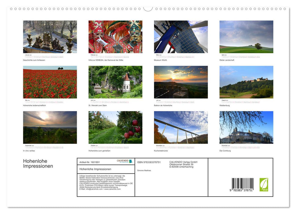 Hohenlohe Impressionen (CALVENDO Premium Wandkalender 2024)