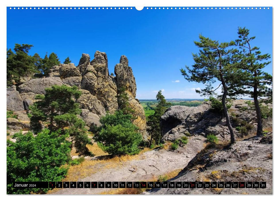 Die Teufelsmauer - Bizarre Felsformationen im Harz (CALVENDO Premium Wandkalender 2024)