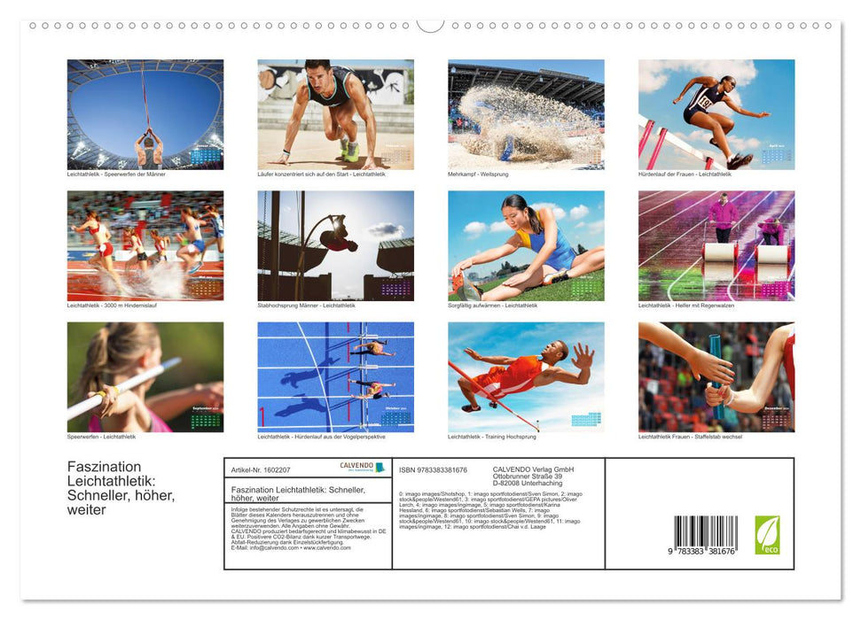 La fascination de l'athlétisme : plus vite, plus haut, plus loin (Calendrier mural CALVENDO Premium 2024) 
