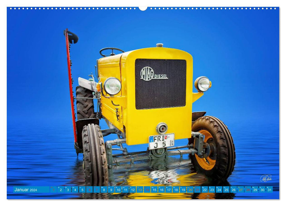 Tracteur - Voiture ancienne (Calvendo Premium Wall Calendar 2024)