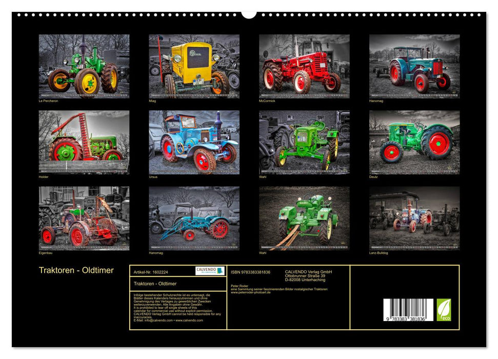 Tractors - Vintage Cars (CALVENDO Premium Wall Calendar 2024) 
