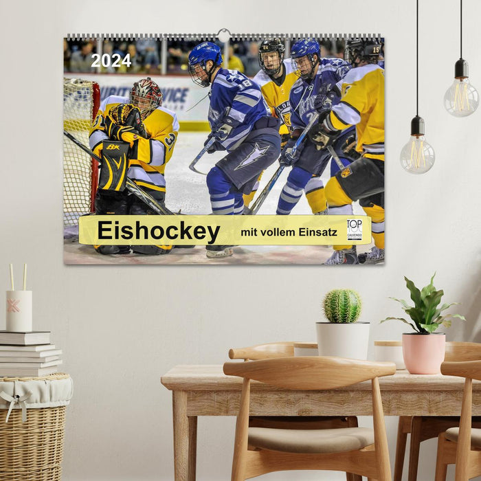 Avec engagement total - hockey sur glace (calendrier mural CALVENDO 2024) 