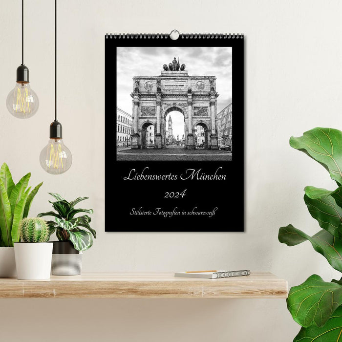 Lovable Munich - Stylized photographs in black and white (CALVENDO wall calendar 2024) 