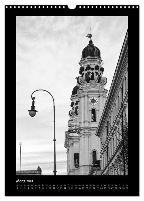 Lovable Munich - Photographies stylisées en noir et blanc (Calendrier mural CALVENDO 2024) 