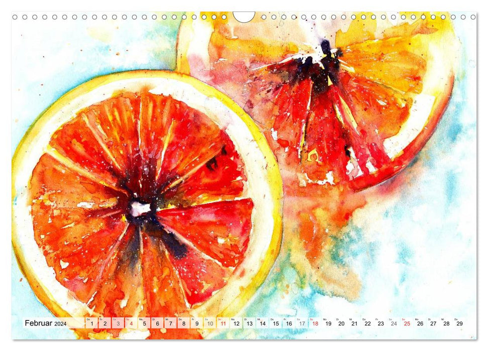 Obst Aquarelle (CALVENDO Wandkalender 2024)
