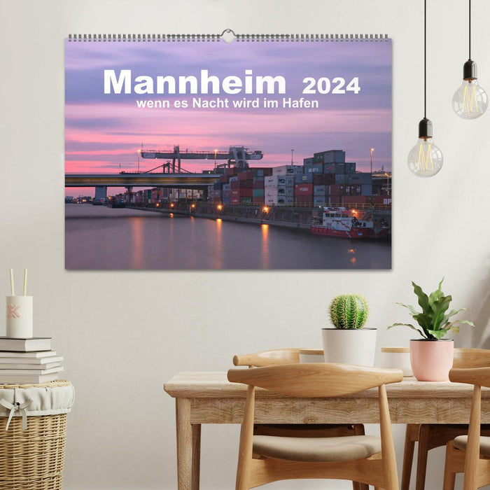 Mannheim 2024 - quand la nuit tombe dans le port (calendrier mural CALVENDO 2024) 