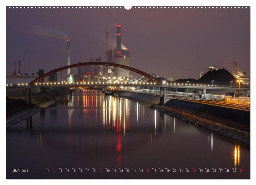 Mannheim 2024 - when night falls in the harbor (CALVENDO wall calendar 2024) 