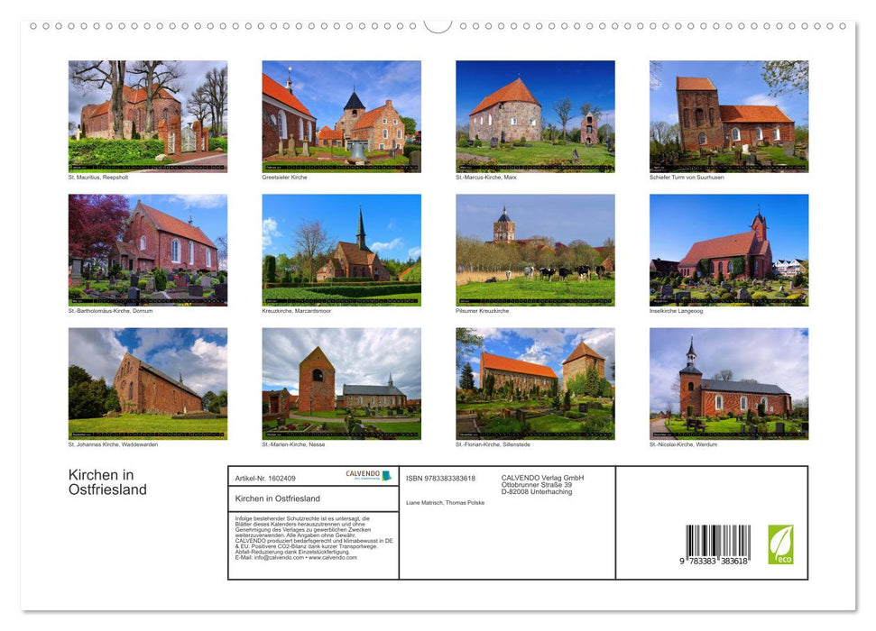 Églises de Frise orientale (Calvendo Premium Wall Calendar 2024) 