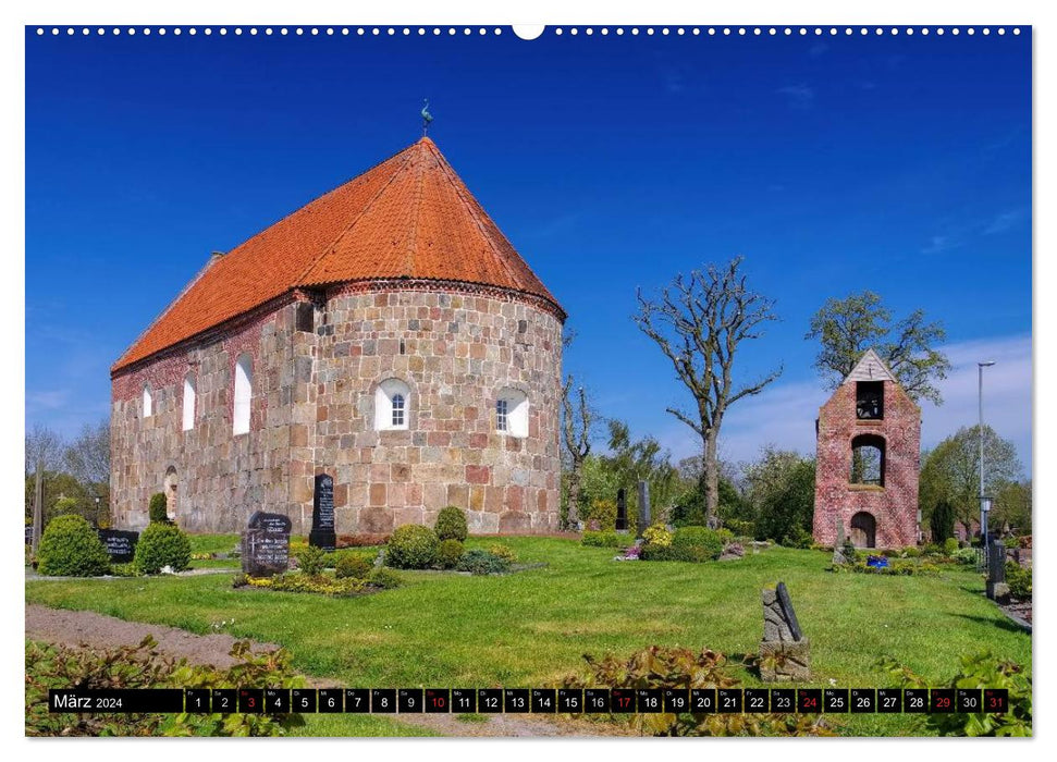 Churches in East Frisia (CALVENDO Premium Wall Calendar 2024) 