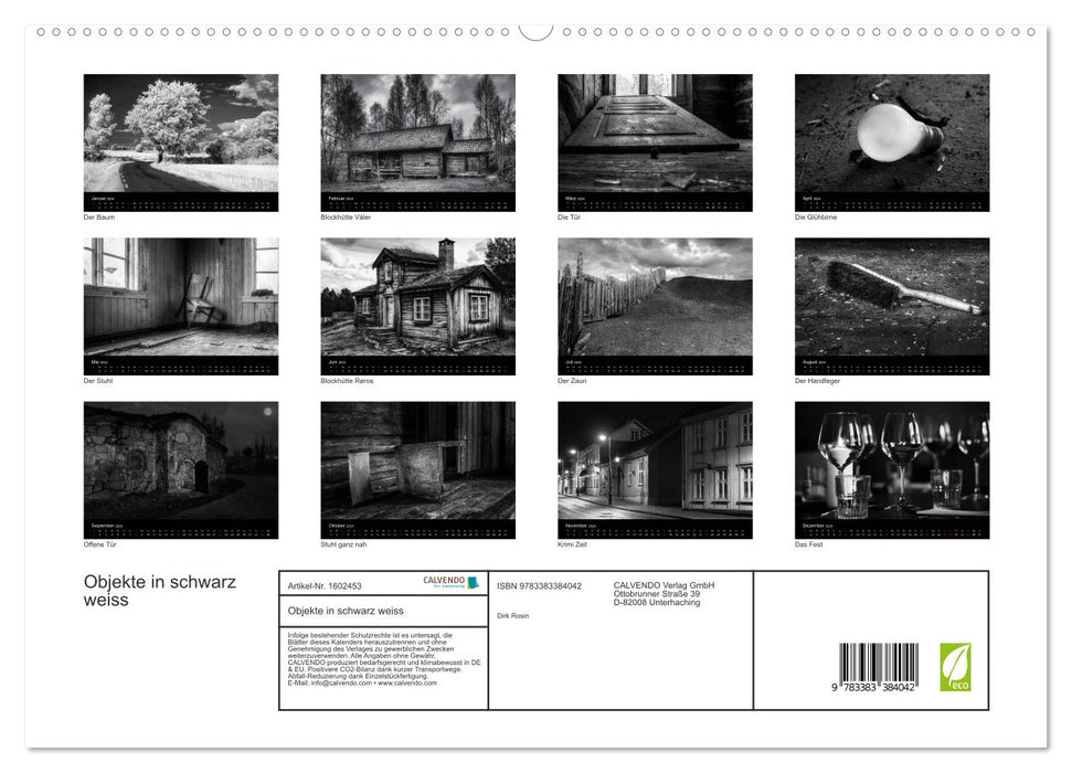 Objects in black and white (CALVENDO Premium Wall Calendar 2024) 