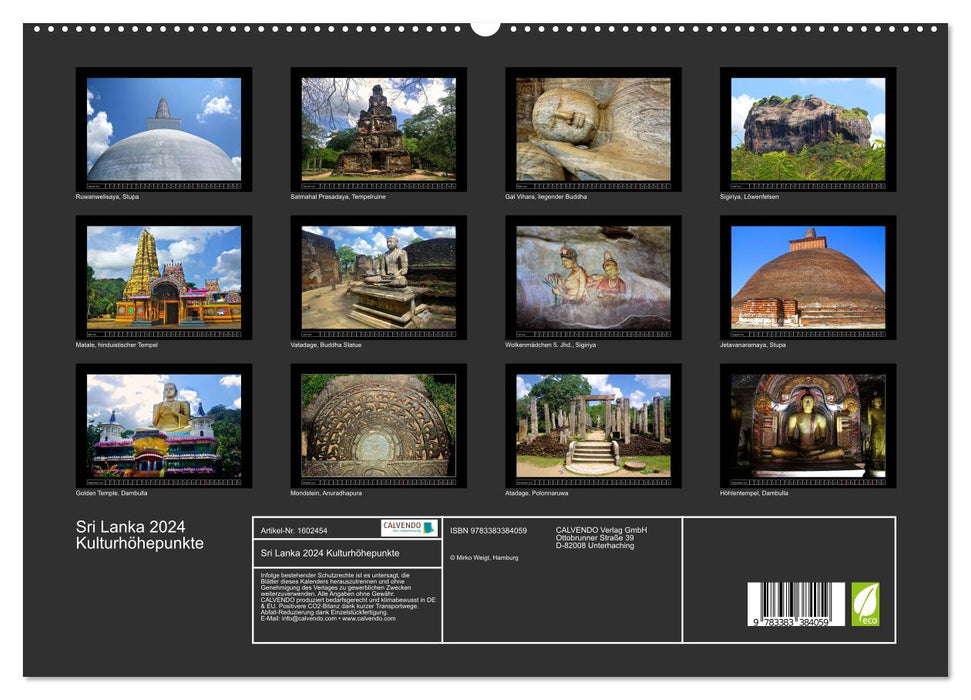 Faits saillants culturels du Sri Lanka 2024 (Calvendo Premium Wall Calendar 2024) 