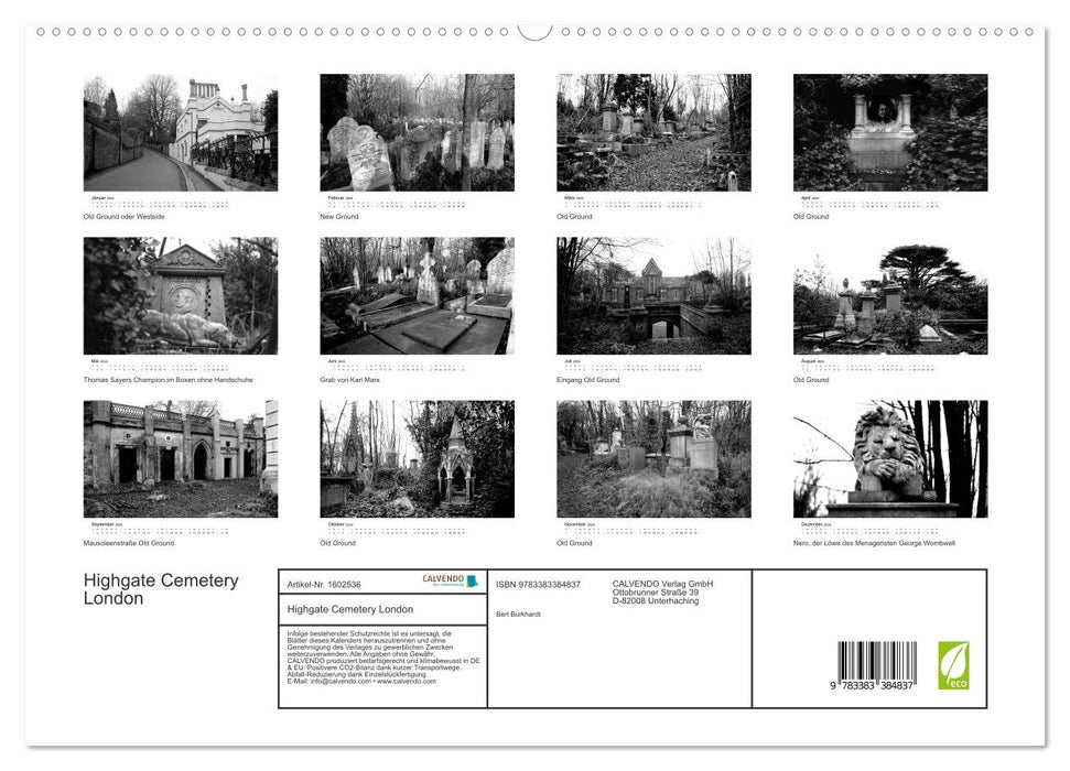 Highgate Cemetery London (CALVENDO Premium Wandkalender 2024)