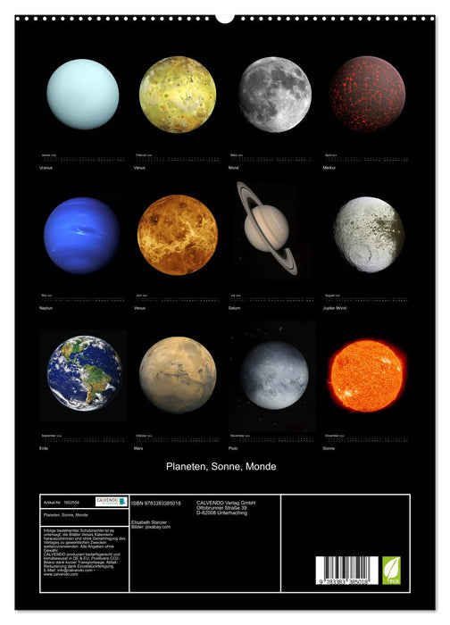 Planets, Sun, Moons (CALVENDO Premium Wall Calendar 2024) 