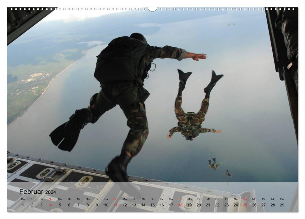 Parachutiste. Jump of the US Navy Seals (Calvendo Premium Calendrier mural 2024) 