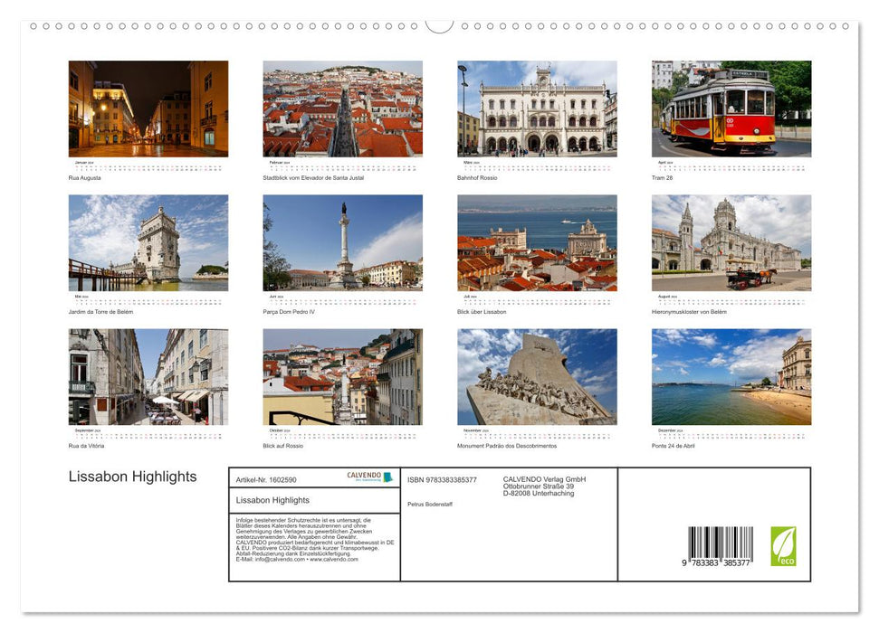 Lisbon Highlights by Petrus Bodenstaff (CALVENDO Premium Wall Calendar 2024) 