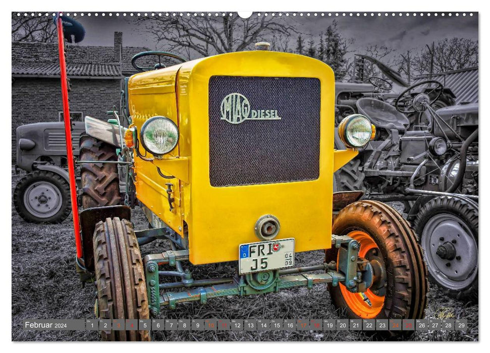 Tracteurs - voitures anciennes (calendrier mural CALVENDO 2024)