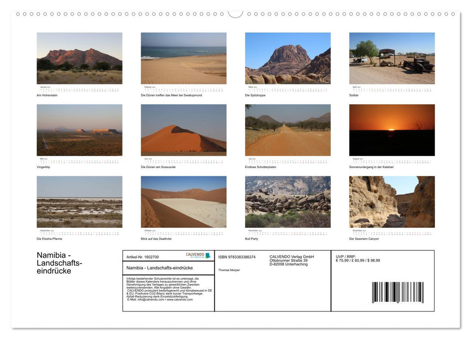 Namibia - landscape impressions (CALVENDO Premium Wall Calendar 2024) 