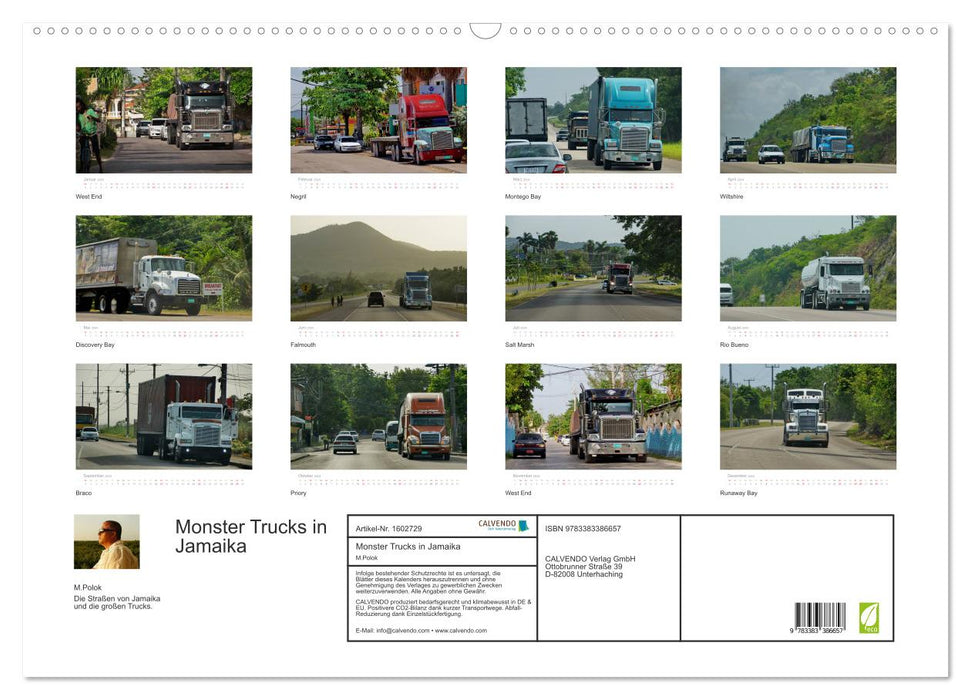 Monster Trucks en Jamaïque (Calendrier mural CALVENDO 2024) 