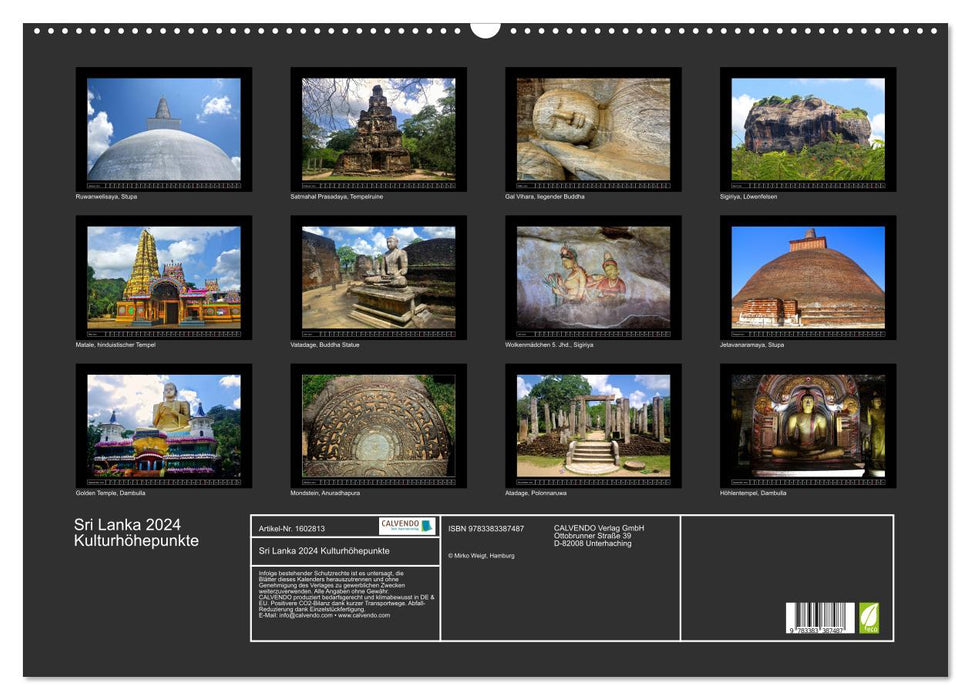 Sri Lanka 2024 cultural highlights (CALVENDO wall calendar 2024) 
