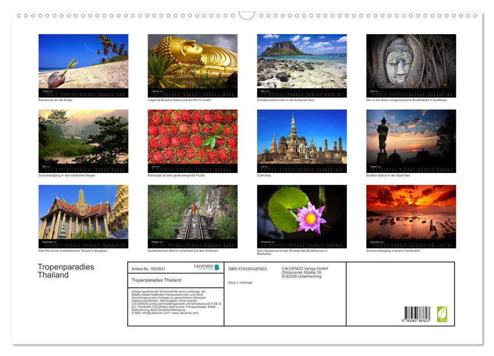 Tropical Paradise Thailand 2024 (CALVENDO Wall Calendar 2024) 