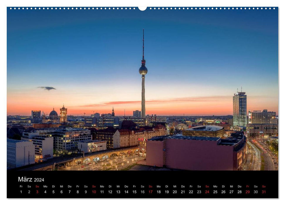 Die Blaue Stunde in Berlin (CALVENDO Premium Wandkalender 2024)