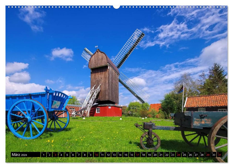 Windmühlen in Ostfriesland (CALVENDO Premium Wandkalender 2024)