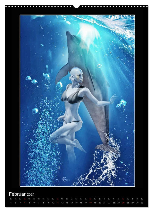 Mysterious dolphins (CALVENDO Premium Wall Calendar 2024) 